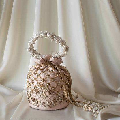 Isha Potli Bag (Nude Pink Silk)