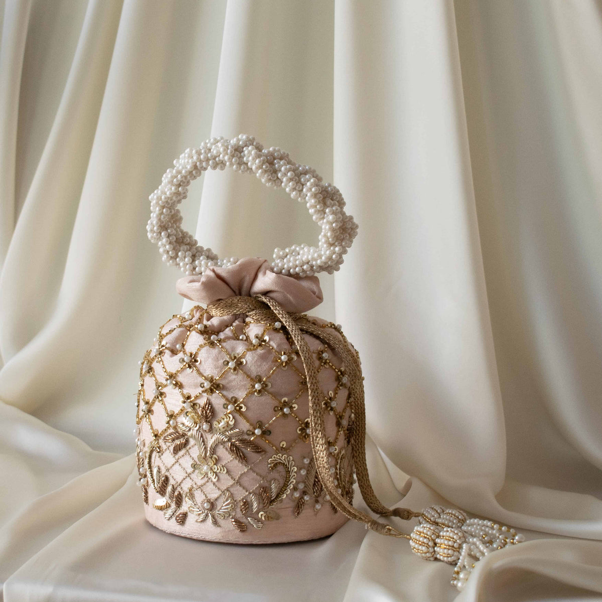 Isha Potli Bag (Nude Pink Silk)