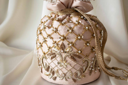 Isha Potli Bag (Nude Pink Silk)