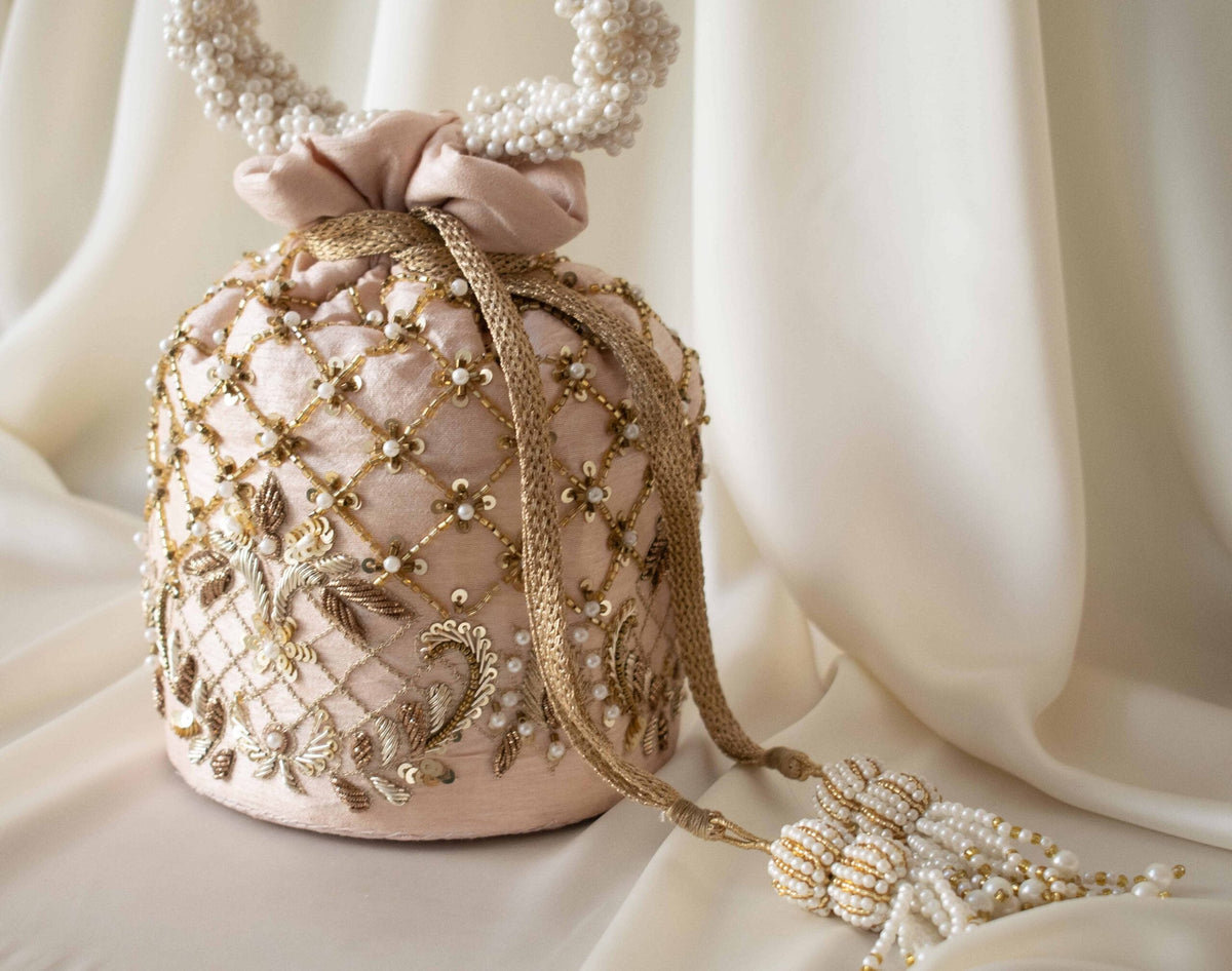 Isha Potli Bag (Nude Pink Silk)