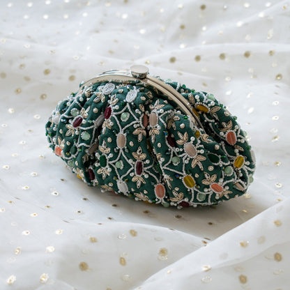 PRE-ORDER - Alina - Sage Green Beaded Clutch