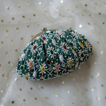 PRE-ORDER - Alina - Sage Green Beaded Clutch