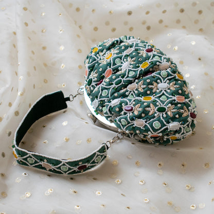 PRE-ORDER - Alina - Sage Green Beaded Clutch