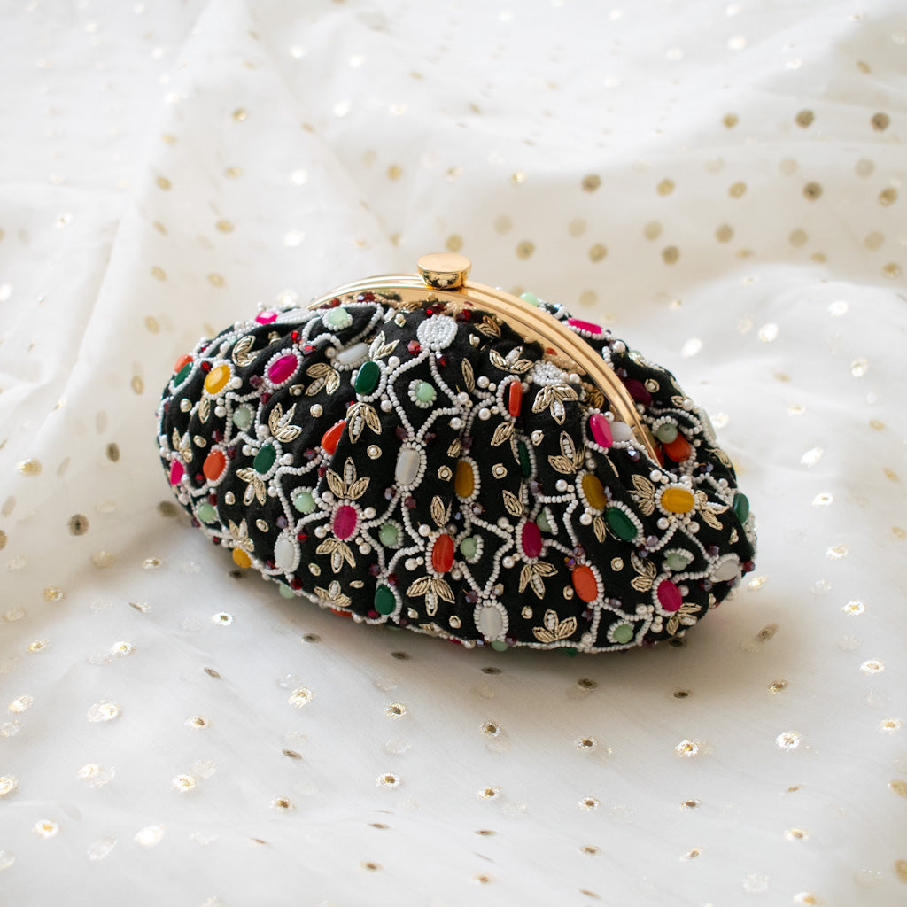 PRE-ORDER - Alina - Black Beaded Clutch