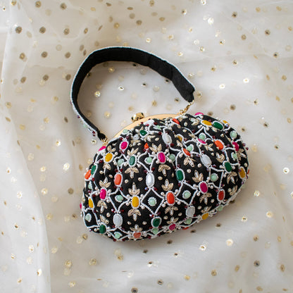 PRE-ORDER - Alina - Black Beaded Clutch