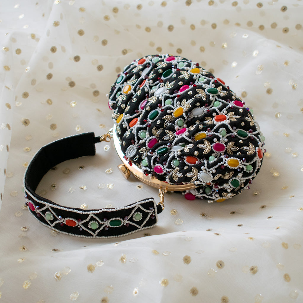 PRE-ORDER - Alina - Black Beaded Clutch