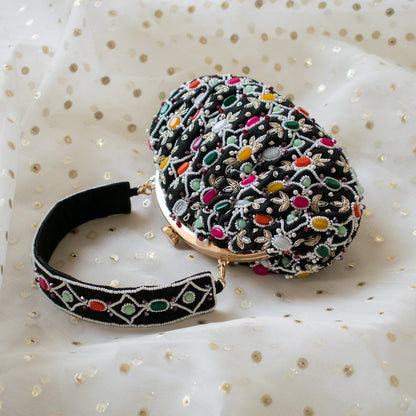 PRE-ORDER - Alina - Black Beaded Clutch