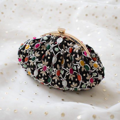 PRE-ORDER - Alina - Black Beaded Clutch