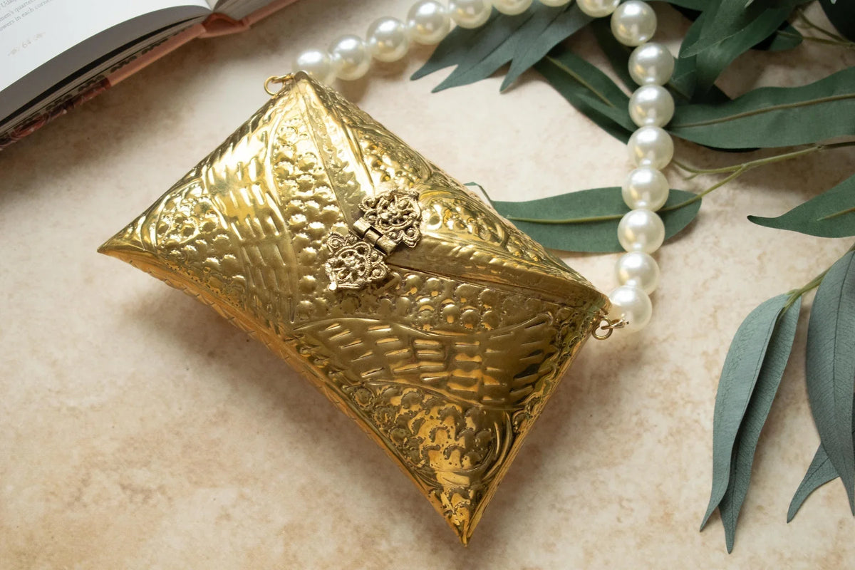 PRE-ORDER - Tia Gold Brass Clutch
