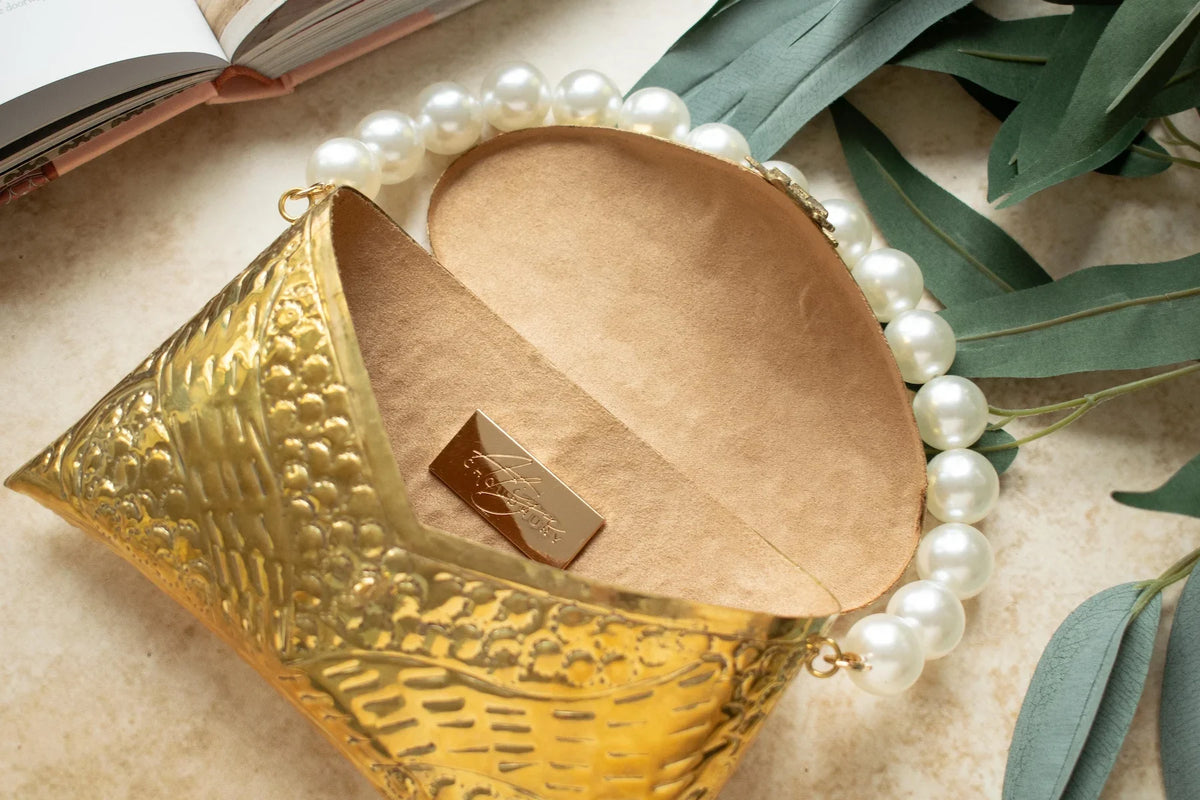 PRE-ORDER - Tia Gold Brass Clutch