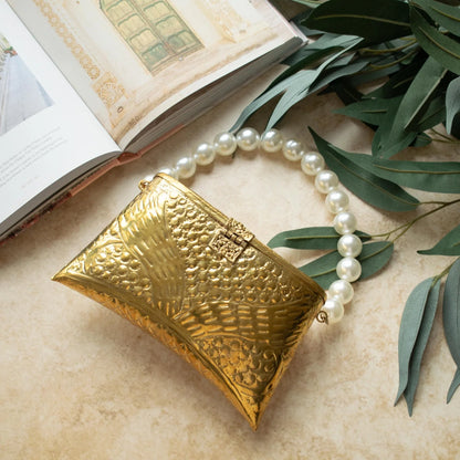 PRE-ORDER - Tia Gold Brass Clutch