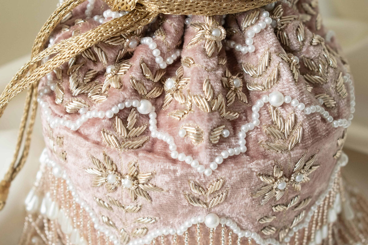 Ela Potli Bag (Dusky Pink Velvet)