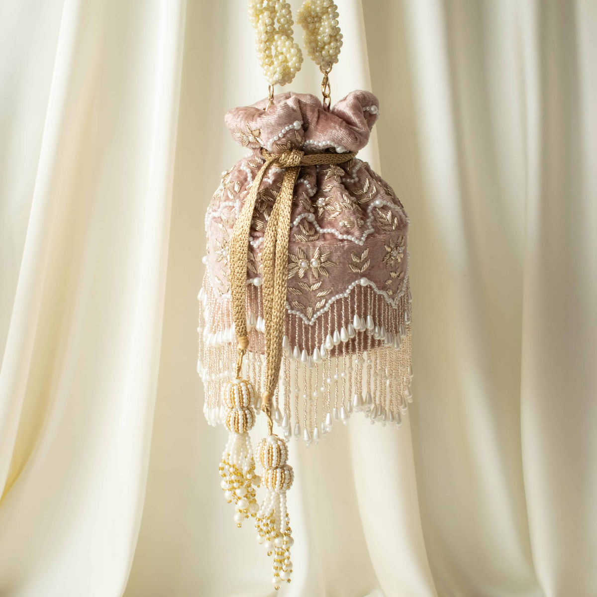 Ela Potli Bag (Dusky Pink Velvet)
