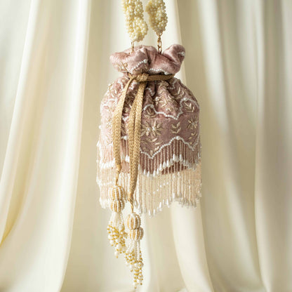 Ela Potli Bag (Dusky Pink Velvet)