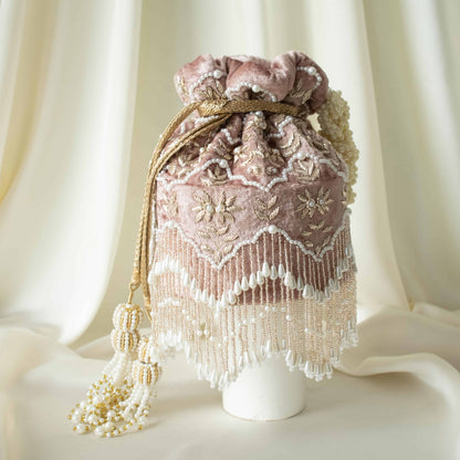 Ela Potli Bag (Dusky Pink Velvet)