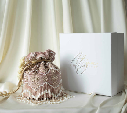 Ela Potli Bag (Dusky Pink Velvet)