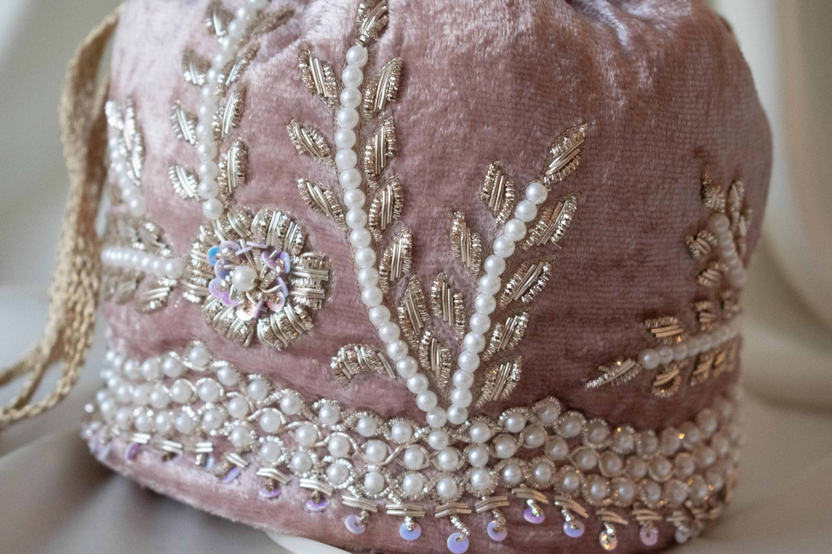 Leylani Potli Bag (Dusky Pink Velvet)