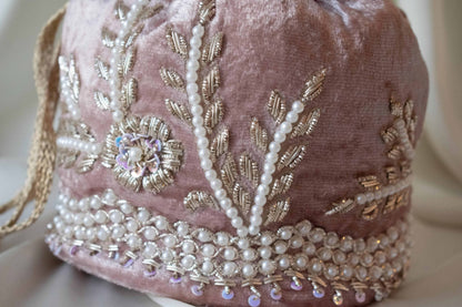 Leylani Potli Bag (Dusky Pink Velvet)