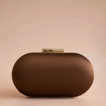 Maisha Chocolate Brown minaudière clutch - back view