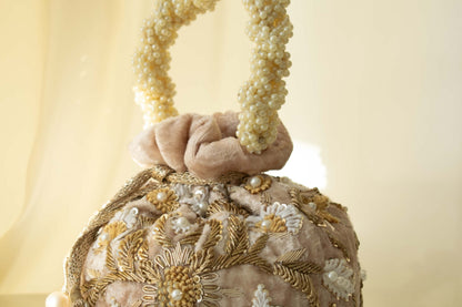 Meena Potli Bag (Nude Pink Velvet)