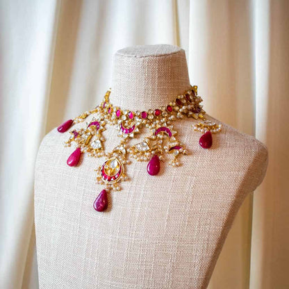 Magenta Kundan Set