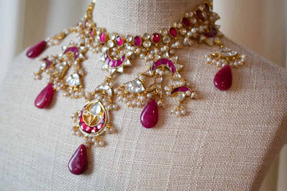 Magenta Kundan Set