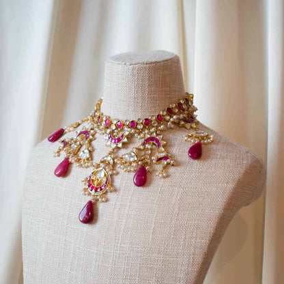 Magenta Kundan Set