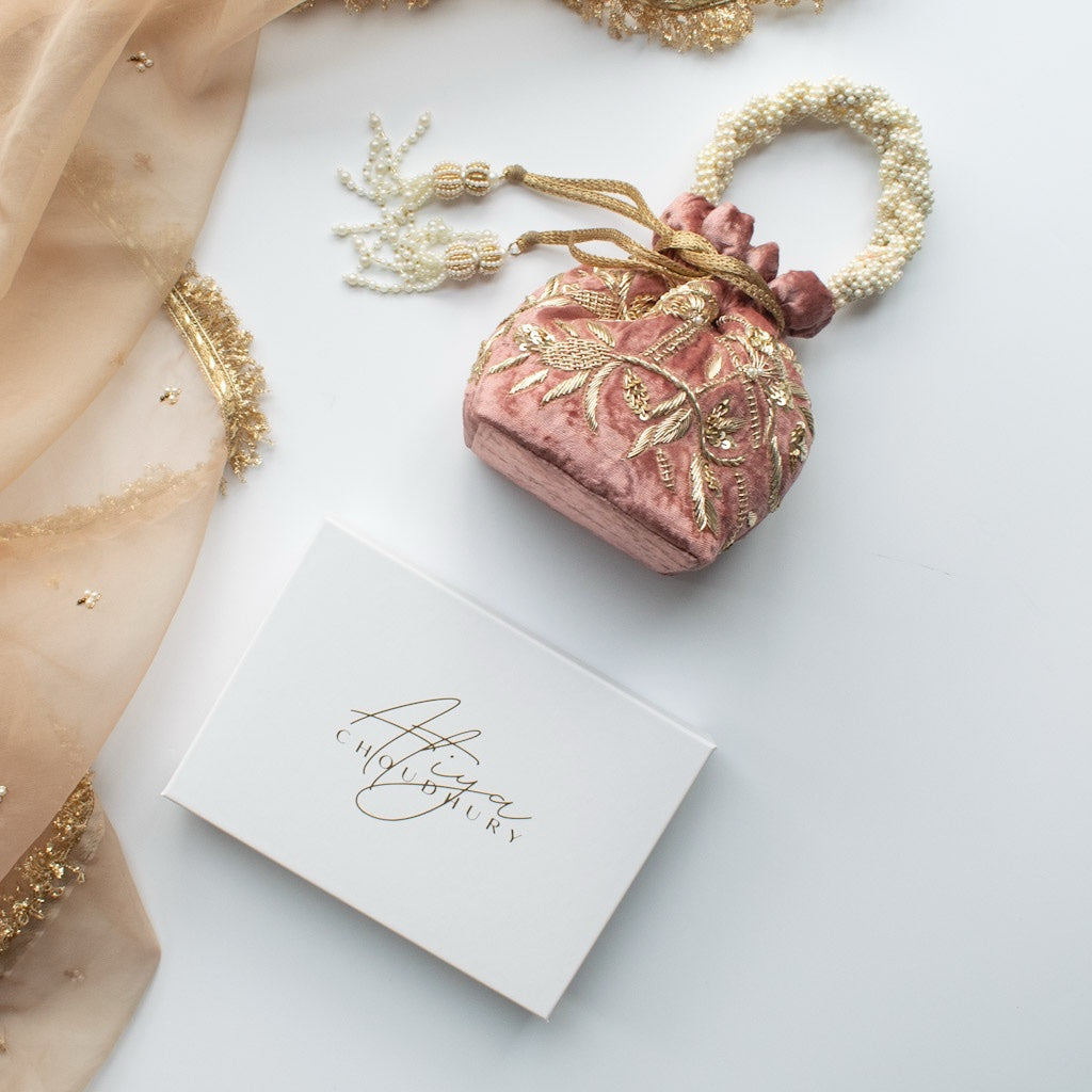 Layla Potli Bag (Dusky Rose Pink Velvet)