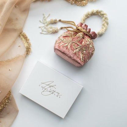 Layla Potli Bag (Dusky Rose Pink Velvet)