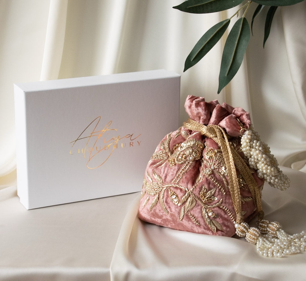 Layla Potli Bag (Dusky Rose Pink Velvet)