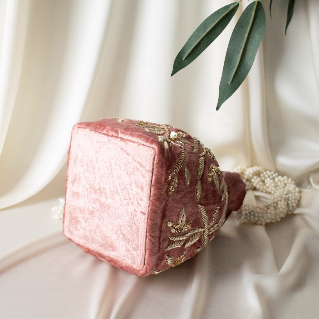 Layla Potli Bag (Dusky Rose Pink Velvet)
