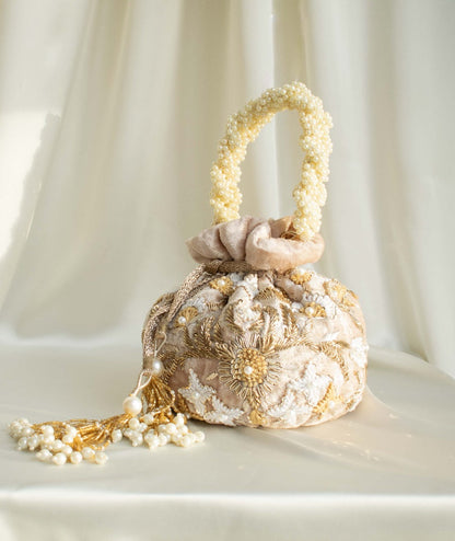 Meena Potli Bag (Nude Pink Velvet)