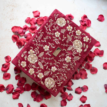 PRE-ORDER - Anaya Trousseu Box (Red Maroon Velvet)