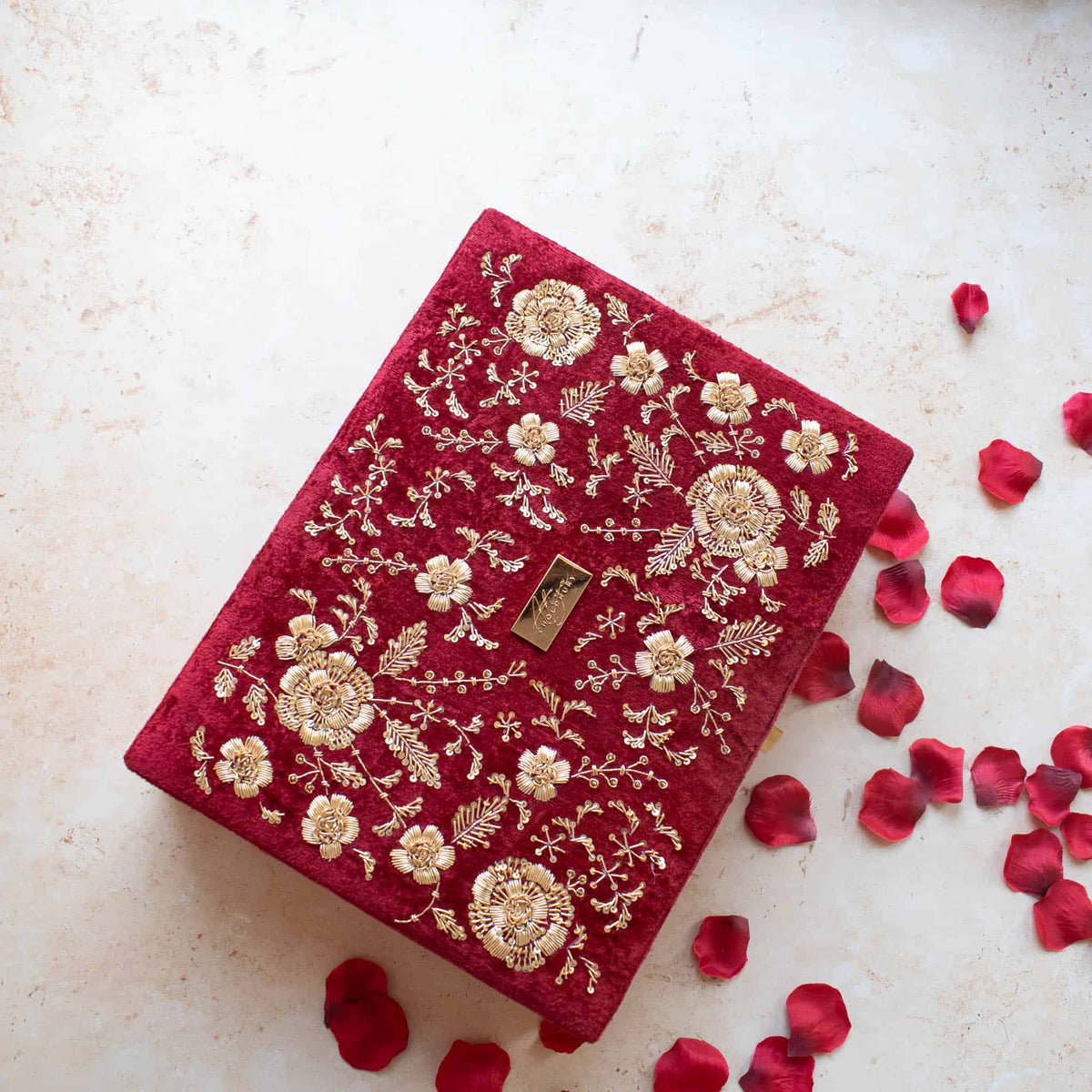 PRE-ORDER - Anaya Trousseu Box (Red Maroon Velvet)