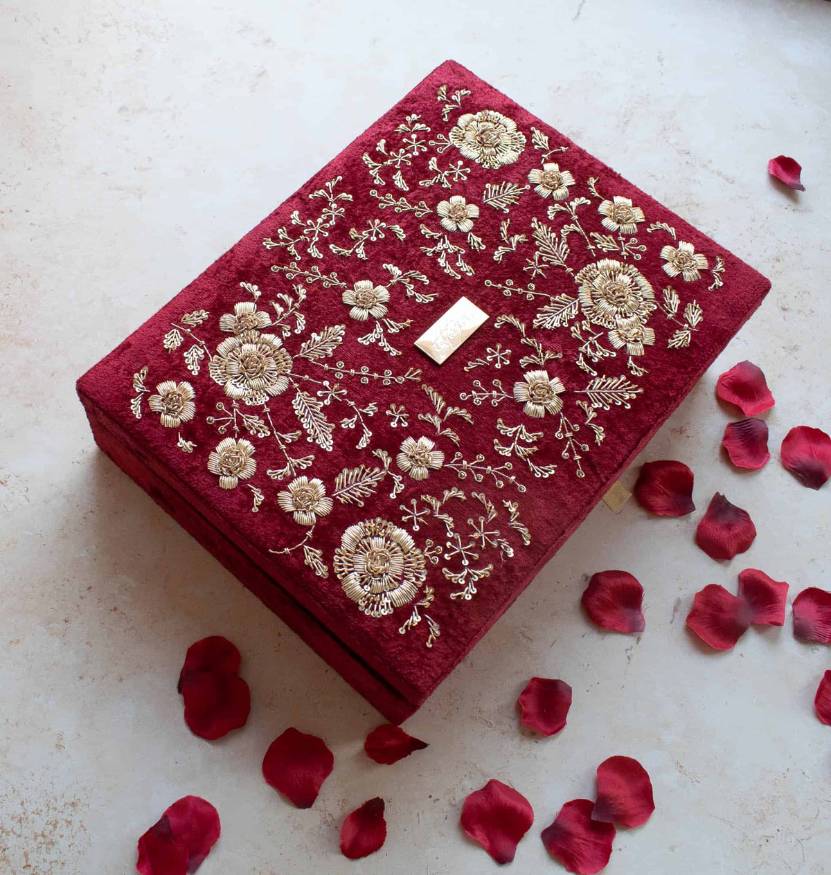 PRE-ORDER - Anaya Trousseu Box (Red Maroon Velvet)